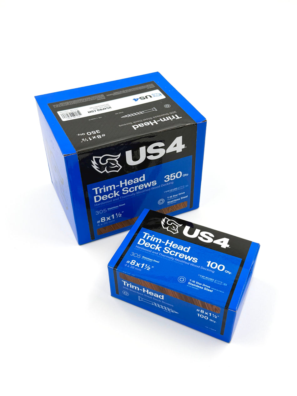 US4 Trim Head Stainless Steel Deck Screws #8x1.5"