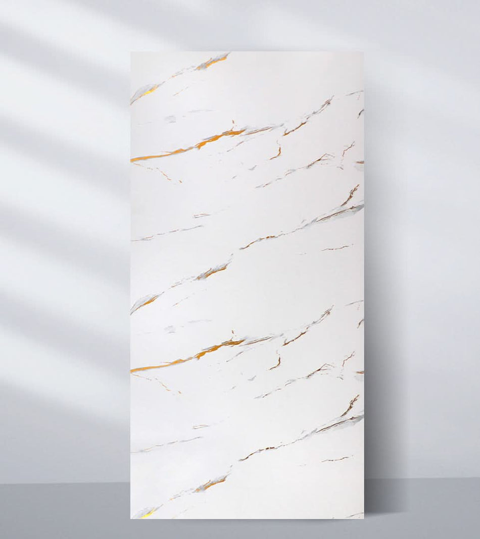 Caramel Vein PVC Marble PVC Wall Panel - Waterproof (4x8 ft, 32 sq. ft)