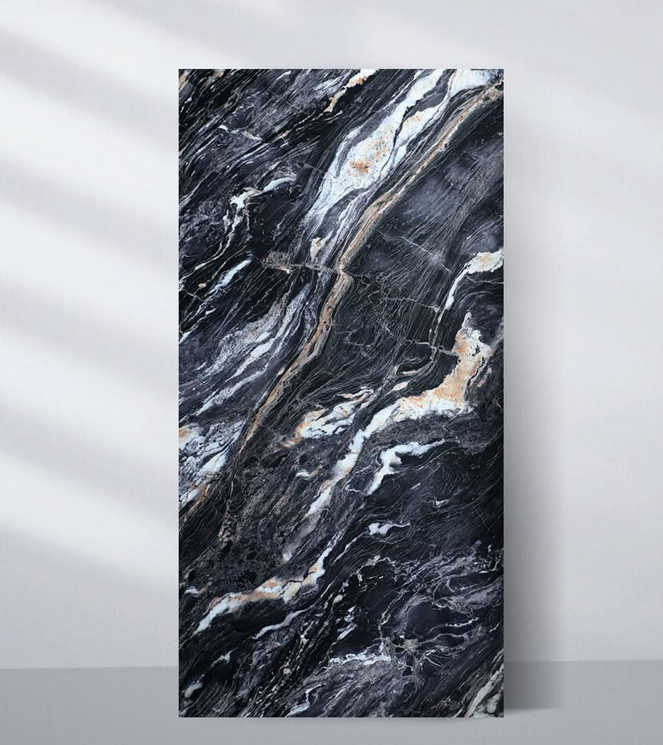 3D Doral Night Marble UV Protected PVC Wall Panel - 4x8 ft, Fireproof & Waterproof, (32 sq. ft)