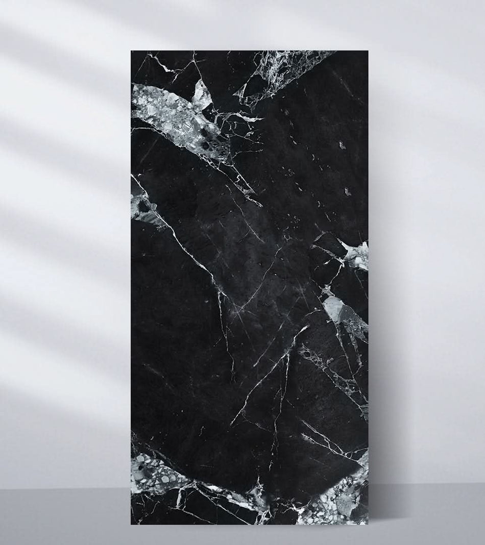 Black and White Marble PVC Wall Panel - Waterproof (4x8 ft, 32 sq. ft)