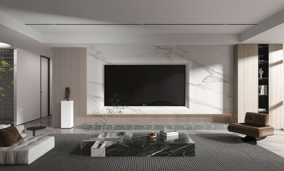 Amber Vein Luxury Marble Veneer Wall Panels - Seamless Connection | Book Match Design