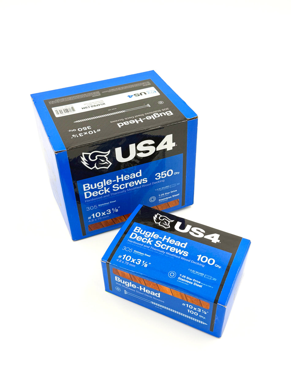 US4 Bugle Head Stainless Steel Deck Screws #10x3.125"