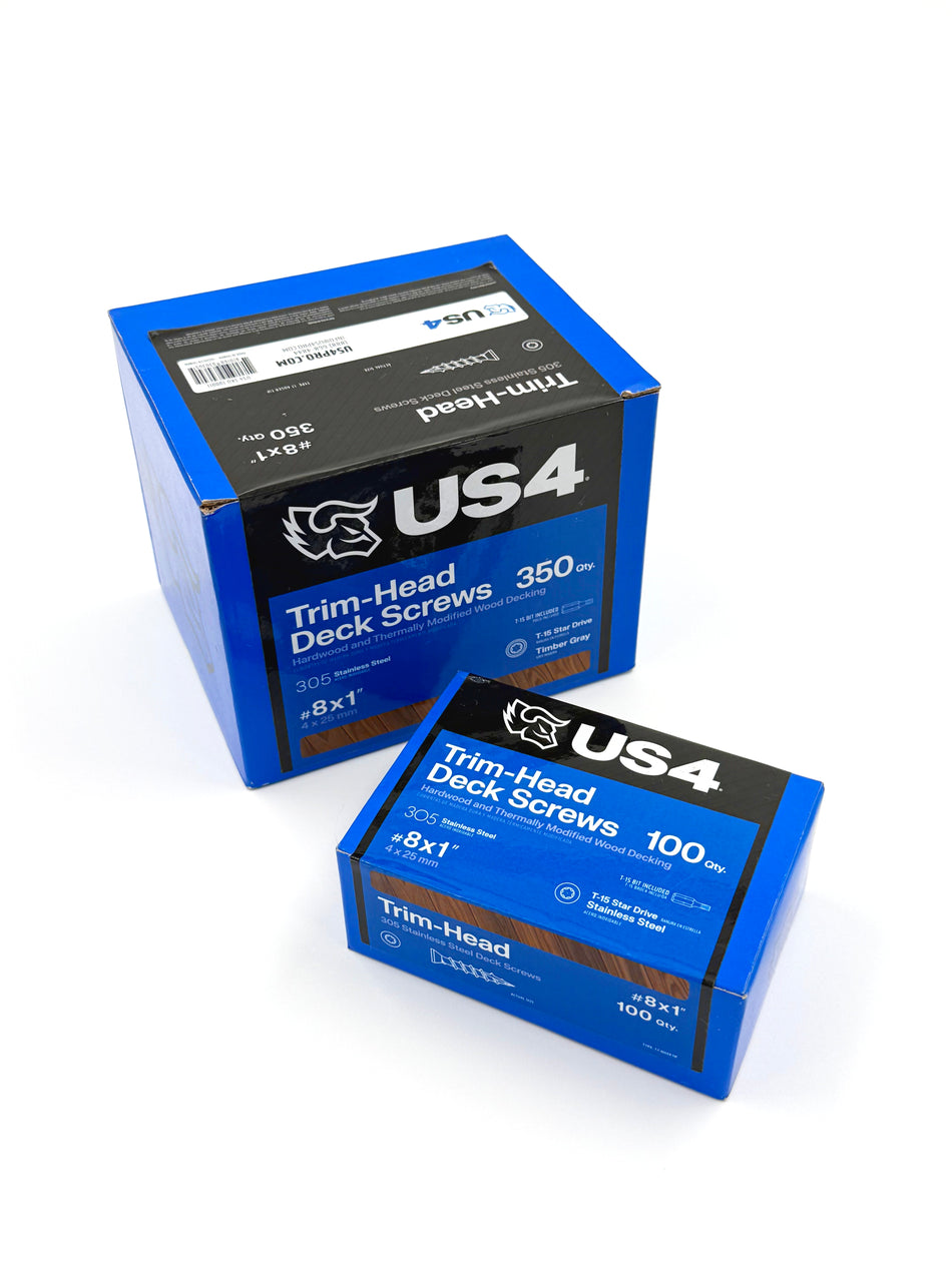 US4 Trim Head Stainless Steel Deck Screws #8x1"