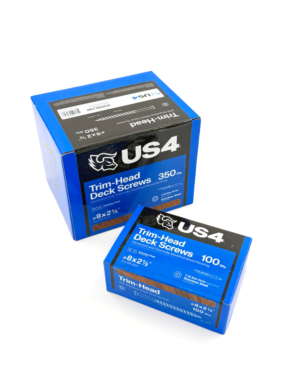 US4 Trim Head Stainless Steel Deck Screws #8x2.5"