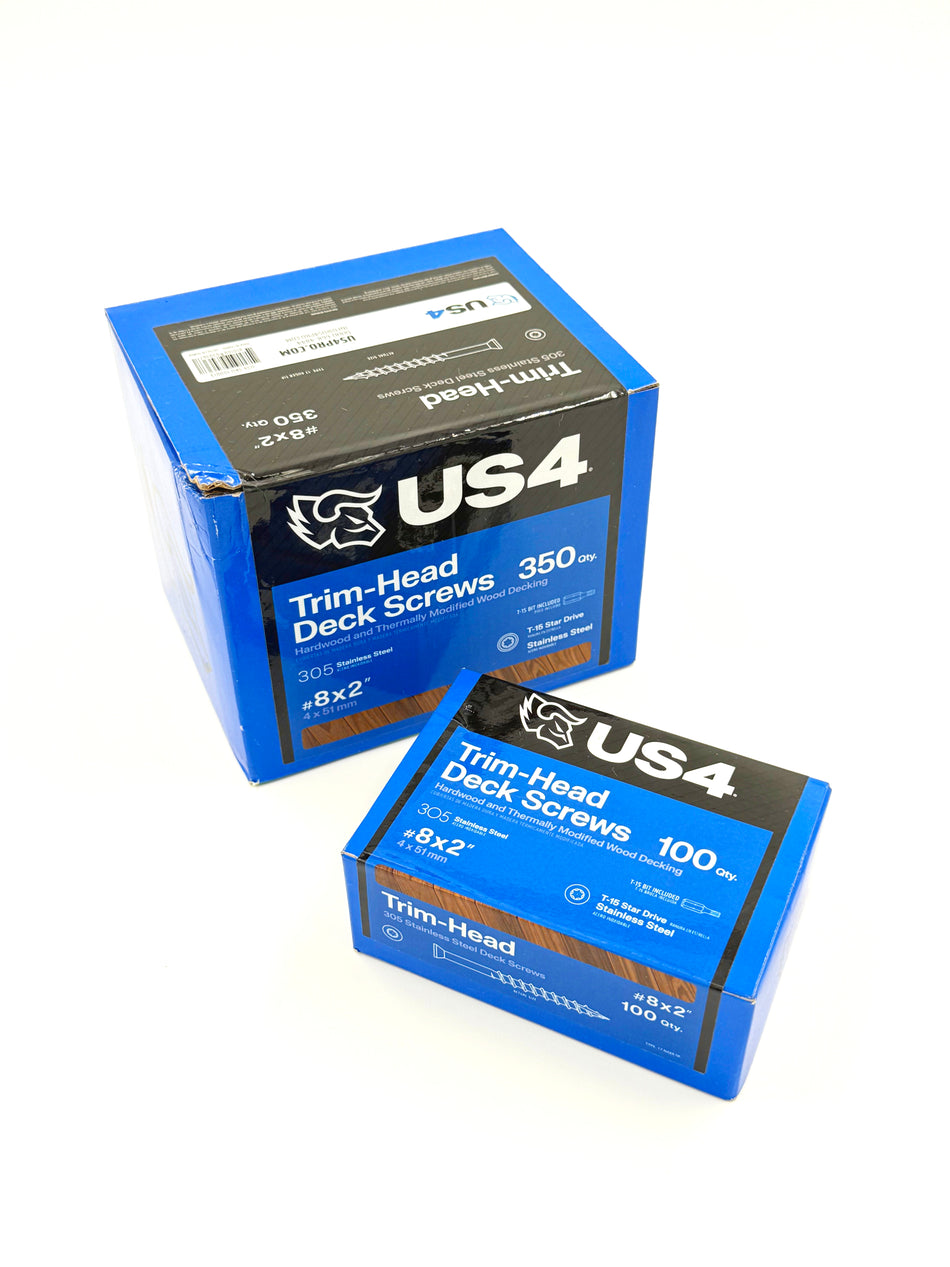 US4 Trim Head Stainless Steel Deck Screws #8x2"